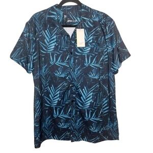 All in Motion Button-Down Shirt Tropical Print Short Sleeve Casual‎ Small